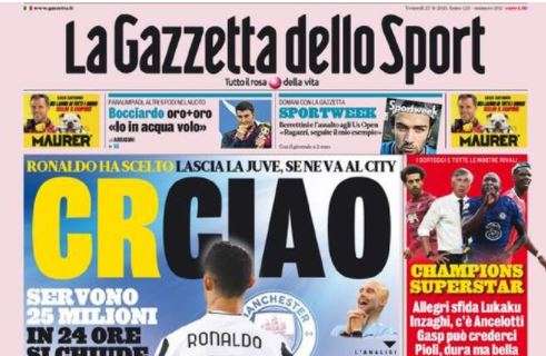 L'apertura de La Gazzetta dello Sport su Ronaldo : "CRCiao"