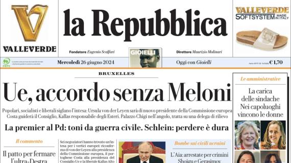 La Repubblica: "Italia, lo sfogo di Spalletti: ha valore anche il secondo posto"