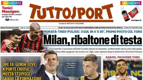 Tuttosport in prima pagina:  "Thiago: 'Ve le do io le sorprese'"