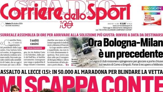 L'apertura del Corriere dello Sport sulla fga del Napoli: "Mi scappa Conte"