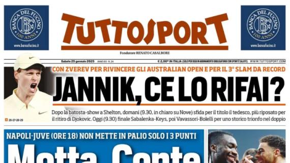 Stasera Napoli-Juventus, l'apertura di Tuttosport: "Motta, Conte da regolare"