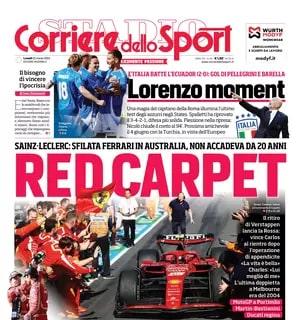L'apertura del Corriere dello Sport esalta l'Italia e Pellegrini: "Lorenzo moment"