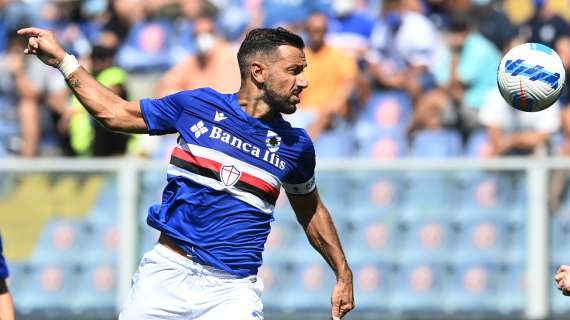 Sampdoria, botta alla coscia nella rifinitura per Quagliarella: il capitano è in dubbio per oggi