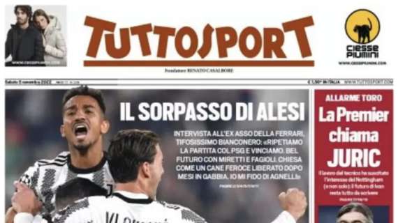 L'apertura di Tuttosport con le parole di Alesi: "Juventus, sgomma sull'Inter"