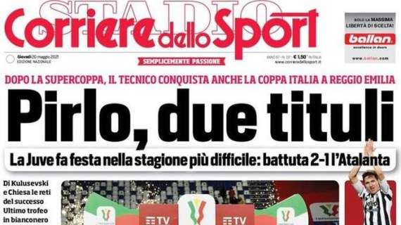 La Juve vince la Coppa Italia, il Corriere dello Sport in apertura: "Pirlo, due tituli"