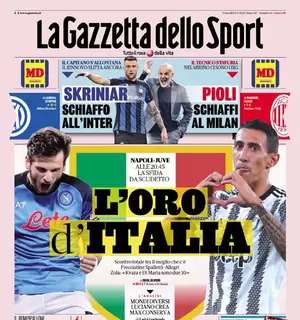 La Gazzetta dello Sport in apertura sul big match tra  Napoli e Juventus: "L'oro d'Italia"