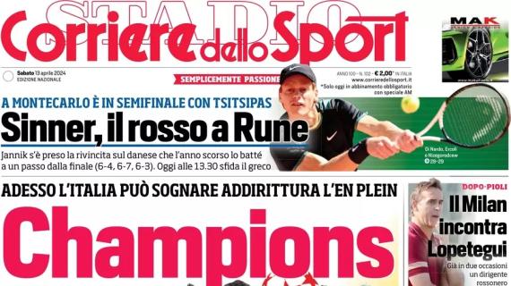 Il Corriere dello Sport apre: "Champions per sei, l'Italia può sognare l'en plein"