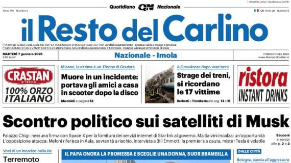 Il Resto del Carlino così sulla Supercoppa: "Rimonta Milan, l'Inter è battuta"