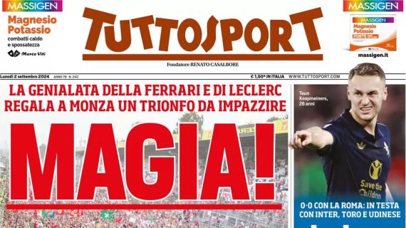 Zero a zero con la Roma, Tuttosport in apertura: "La Juve frena ma non si ferma"