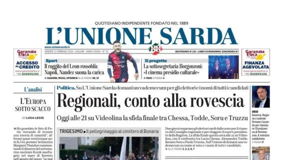 Il Cagliari aspetta il Napoli, L'Unione Sarda apre su Nandez: "Il ruggito del Leon rossoblù"