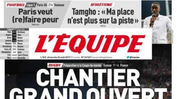 L'Equipe verso PSG-Tolosa: "Parigi vuole (ri)fare paura"