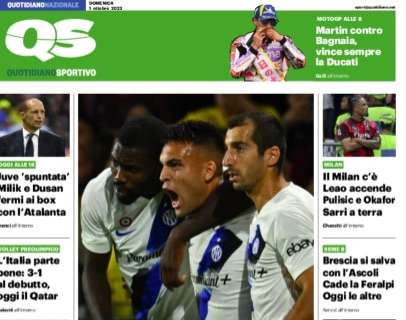 Il titolo del QS in prima pagina: "Juve spuntata. Milik e Vlahovic fermi ai box con l'Atalanta"