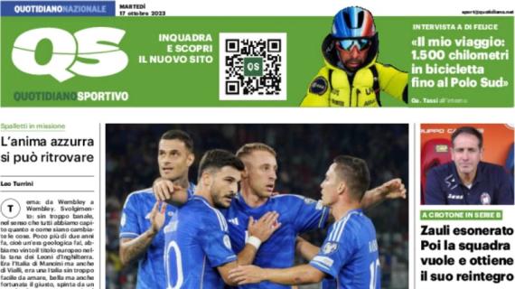 La prima pagina del QS è sulla Nazionale: "Esame Wembley, notte da leoni"