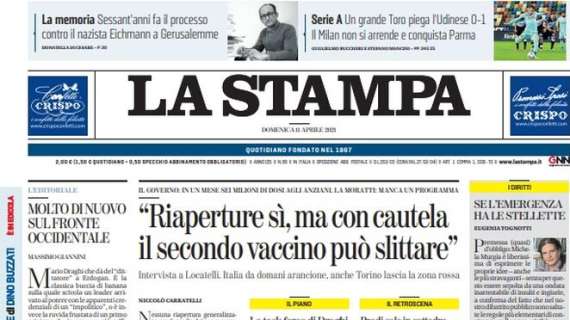 La Stampa: "Un grande Toro piega l'Udinese. Il Milan non si arrende e conquista Parma"