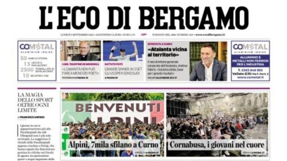 L’Eco di Bergamo apre con le parole del direttore Fabris: “Atalanta vicina al territorio”