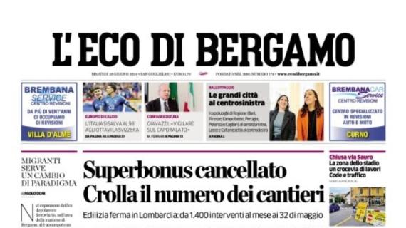 L'Eco di Bergamo in apertura: "Atalanta, ottimismo per Zaniolo. Talento da rilanciare"