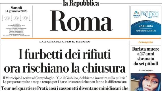 La Repubblica (Roma) in prima pagina: "Selfie intimi, Lotito calcia il falconiere della Lazio"