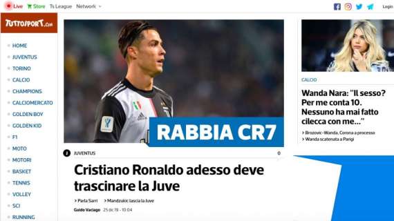 Tuttosport.com: "Rabbia CR7: adesso deve trascinare la Juventus"