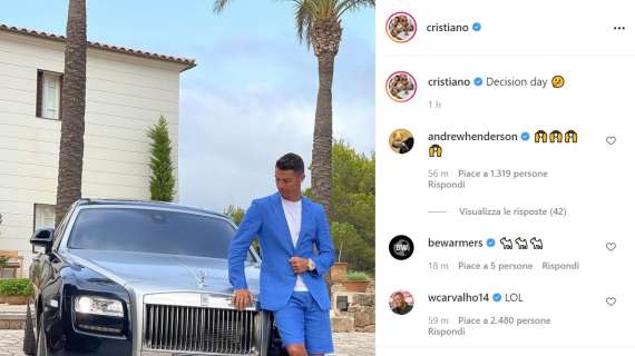 Cristiano Ronaldo enigmatico su Instagram: "Decision day"