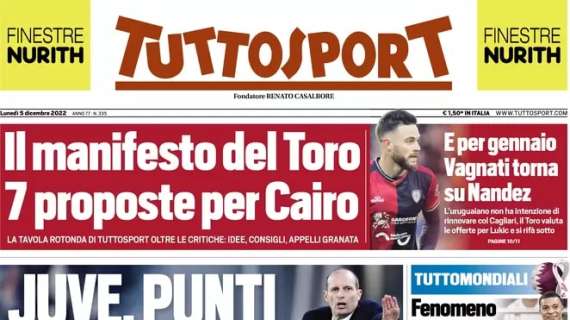 Tuttosport in apertura: "Juventus, punti a orologeria"