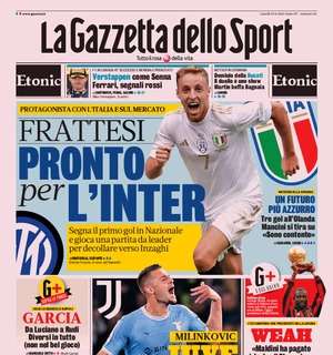 La prima pagina di oggi de La Gazzetta dello Sport: "Frattesi pronto per l'Inter"