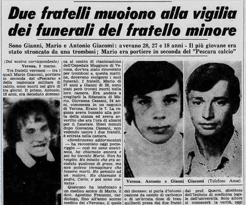 1977, la tragica storia del portiere Mario Giacomi e dei suoi fratelli