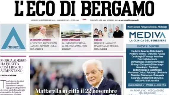 L'Eco di Bergamo in prima pagina: "Parla Antognoni: 'Vedo l'Atalanta subito dopo le big'"