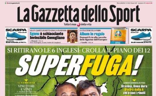 L'apertura de La Gazzetta dello Sport: "Superfuga!"