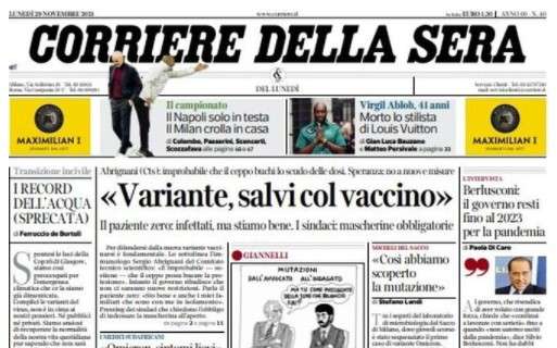 Corriere della Sera: "Il Napoli solo in testa. Il Milan crolla in casa"