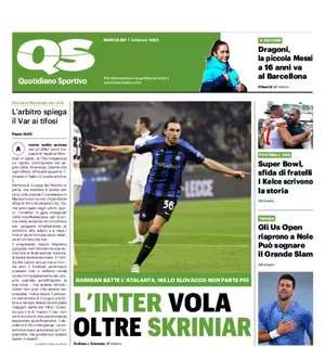 Primo verdetto nei quarti di Coppa Italia. QS titola: "L'Inter vola oltre Skriniar"