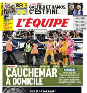 La prima pagina de L'Equipe sull'aggressione durante Bordeaux-Rodez: "Incubo domestico"