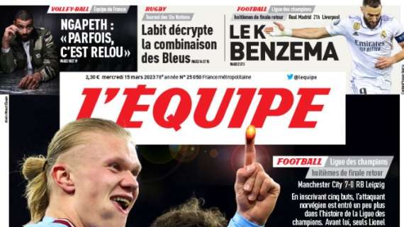 Haaland mostruoso in Champions. L'Equipe gli dedica l'apertura: "E.T. Haaland"