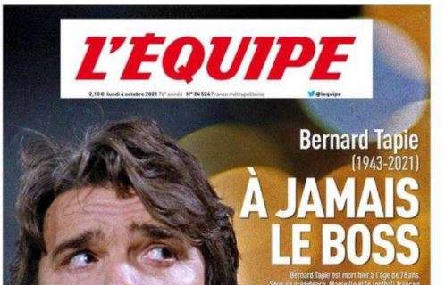 L'apertura de L'Equipe dopo la morte di Bernard Tapie: "Per sempre il Boss"