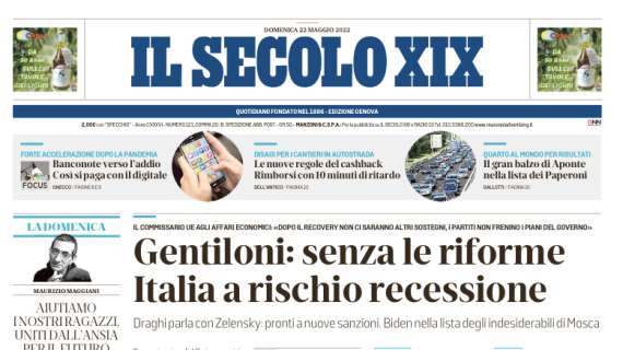 Il Secolo XIX in prima pagina: "Il tesoro del Genoa: migliaia in festa per salutare la A"