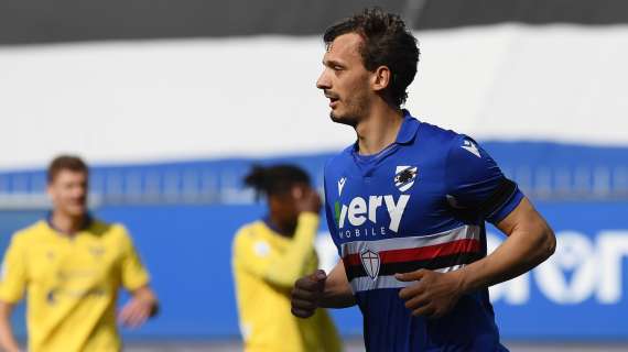 Gabbiadini timbra con il destro: terzo gol della Sampdoria contro il Parma al "Ferraris"
