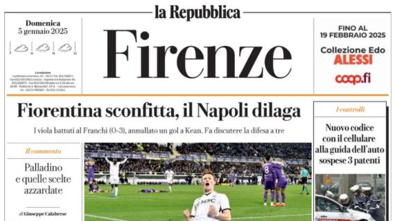 0-3 al "Franchi", La Repubblica (ed. Firenze): "Fiorentina sconfitta, il Napoli dilaga"