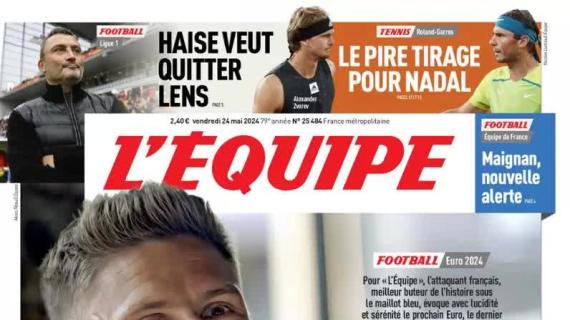 L'Equipe in prima pagina: "Olivier Giroud saluterà la Francia dopo gli Europei"