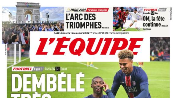 Il PSG ne fa tre al Brest, l'apertura de L'Equipe: "Dembélé tanto spettacolo"