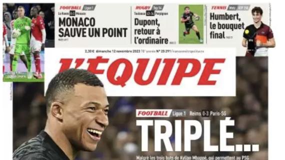 Mbappé trascina il PSG alla vittoria, L'Equipe titola: "Tripletta...non felice"