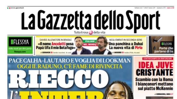 Pace fatta tra Lautaro e Calhanoglu. L'apertura de La Gazzetta dello Sport: "Riecco l'Inter"