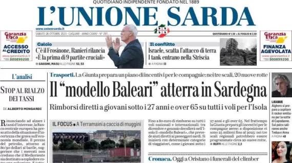 L'Unione Sarda apre sui rossoblu: "Cagliari, domani sfida cruciale con il Frosinone"