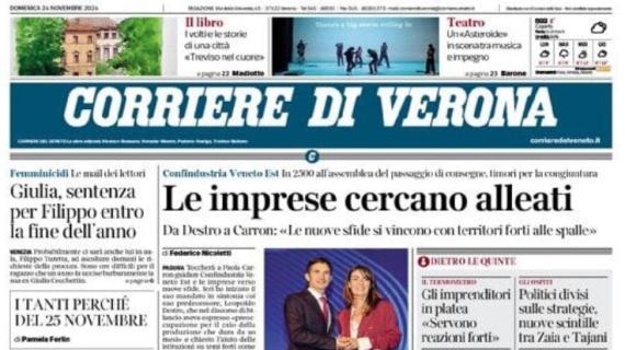 Corriere di Verona in taglio basso: "Verona horror con l'Inter: tutti in ritiro"