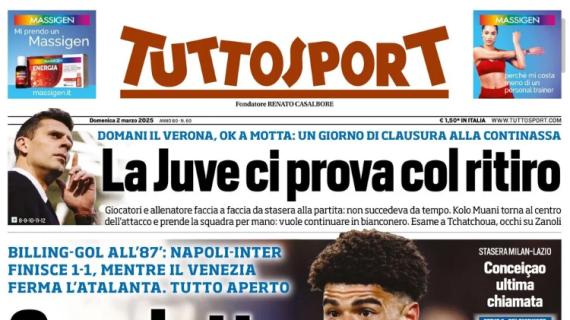 Billing risponde a Dimarco, 1-1 fra Napoli e Inter. L'apertura d Tuttosport: "Scudetto sospeso"