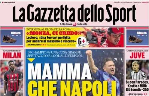 Le aperture de La Gazzetta dello Sport: "Mamma che Napoli" e "Inter che incubo"