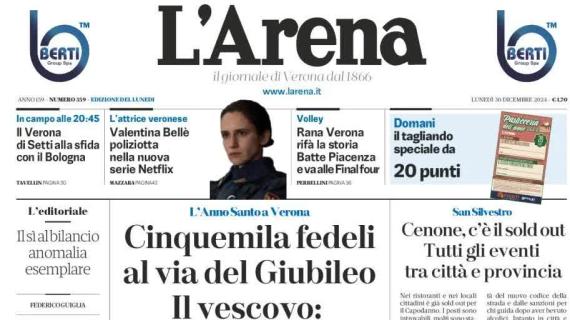 L'Arena in prima pagina sull'Hellas Verona: "Trasferta a Bologna per i gialloblu"