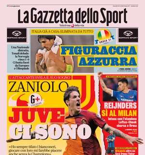 La prima pagina de La Gazzetta dello Sport titola su Zaniolo: "Juve, ci sono"