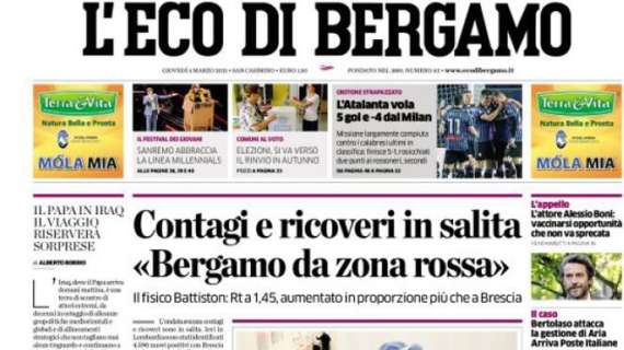 L'Eco di Bergamo: "L'Atalanta vola: 5 gol e -4 dal Milan"