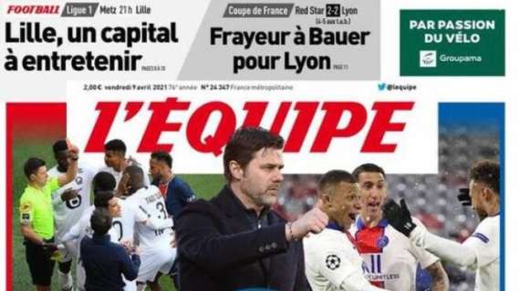 L'apertura dell'edizione odierna de L'Equipe sul PSG: "Da una vertigine all'altra"