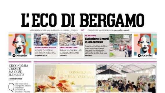 L'Eco di Bergamo anticipa in prima pagina: "Klopp e Gasperini, due assi a duello" 