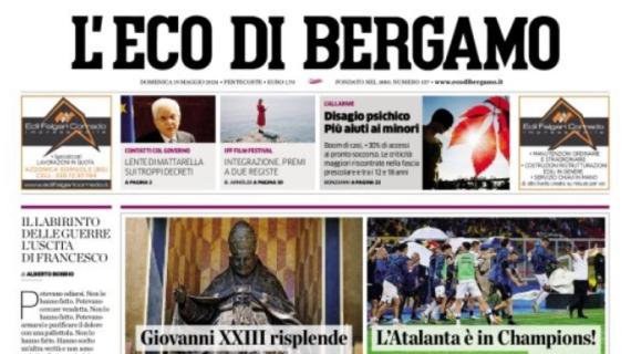 L'Eco di Bergamo in prima pagina celebra la Dea: "L'Atalanta è in Champions!"